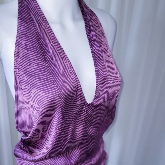 Alexis Jumpsuit • Halter Blouse Pant Romper • Purple Bow Neck • S-M - Picture 4 of 6